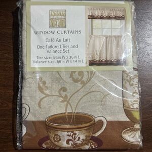 Window Curtains Set - Cream and Brown
